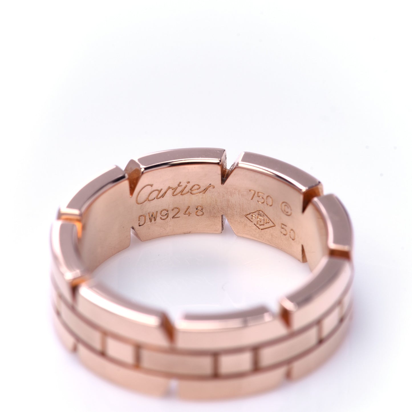 18K Pink Gold Tank Francaise Band Ring 50 5.25