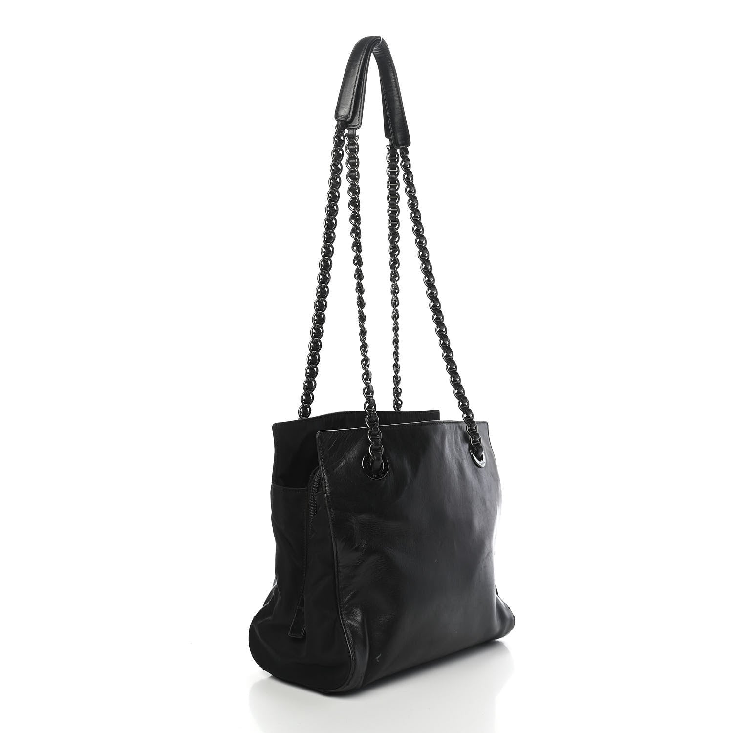 Prada Nappa Nylon Chain Tote Black 2 of 12
