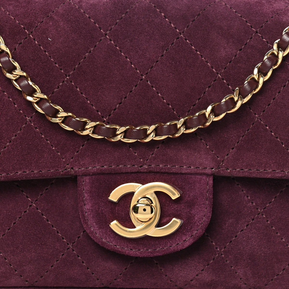 Suede Calfskin Mini Souplissimo Flap Burgundy