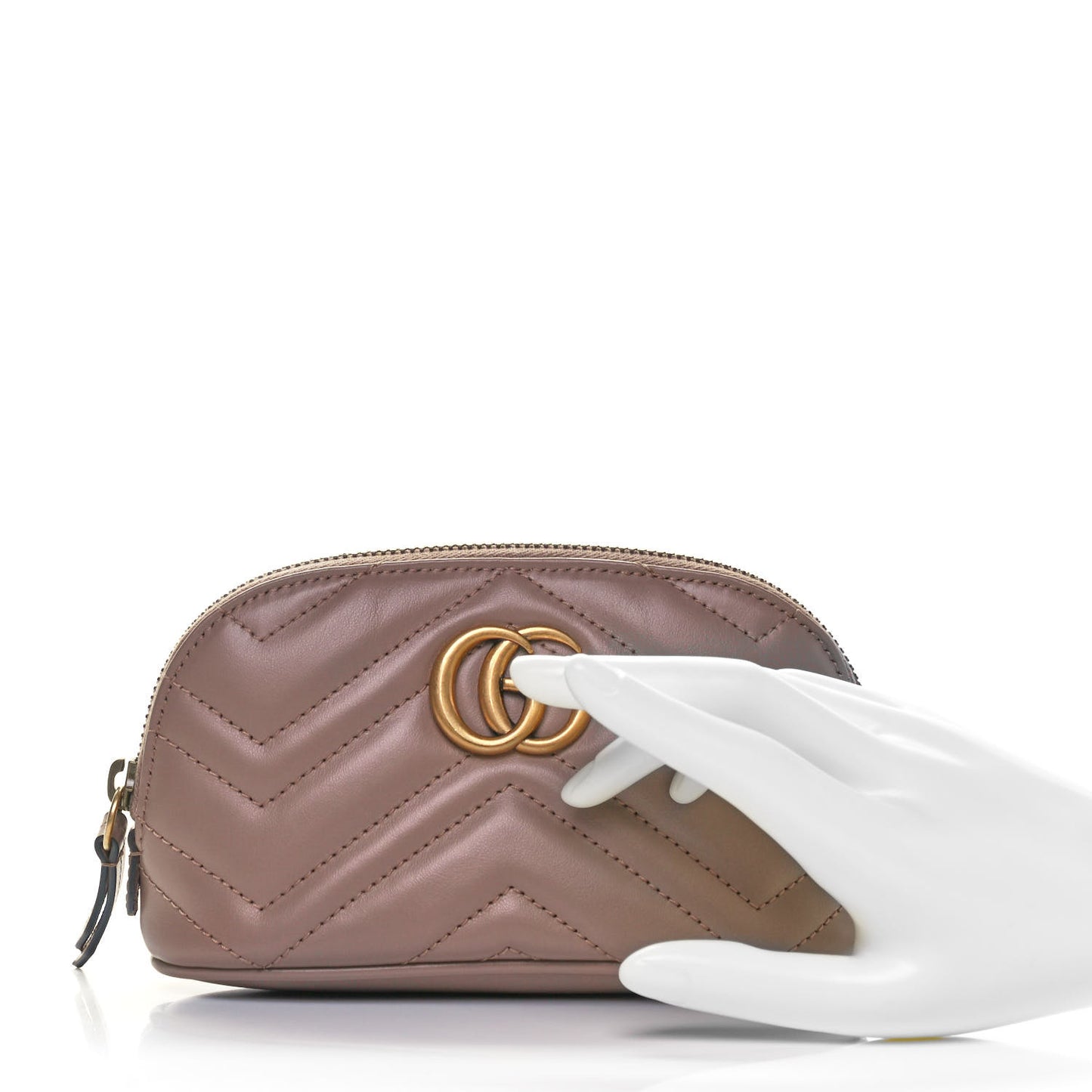 Calfskin Matelasse GG Marmont Pouch Cosmetic Case Porcelain Rose