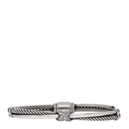 David Yurman Sterling Silver Diamond 3mm Crossover X Bracelet 1 of 3