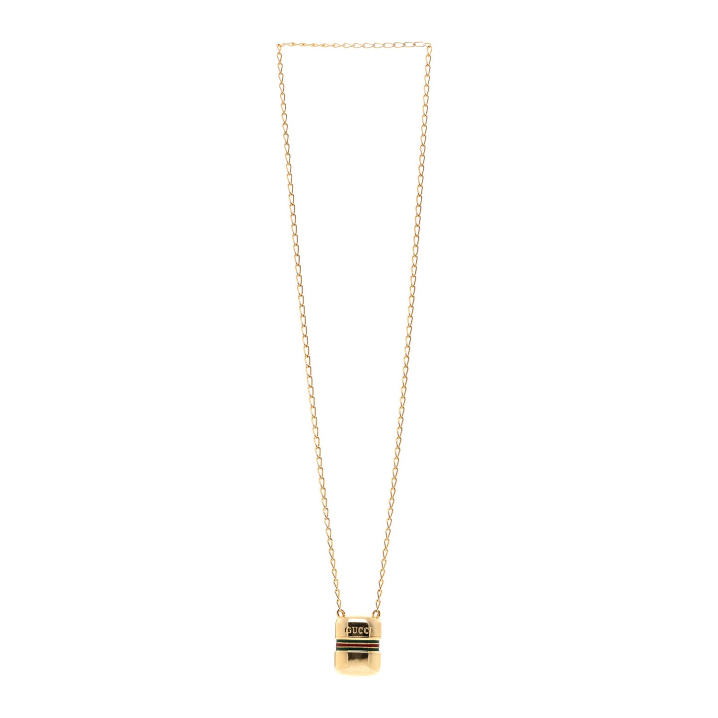 Metal Enamel Pillbox Pendant Necklace