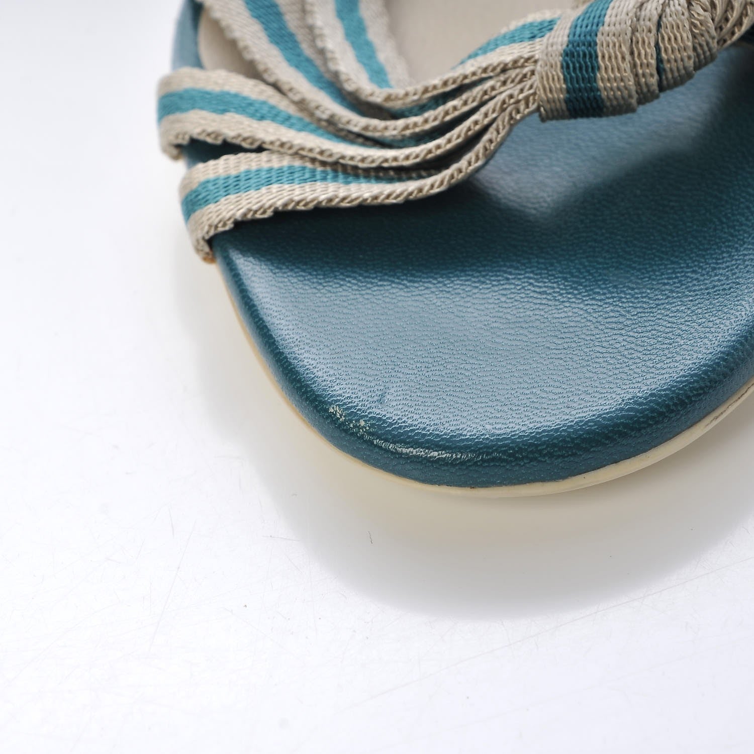 Gucci Lambskin Canvas Ribbon Sandals 8 Blue 9 of 11