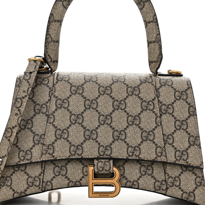 Balenciaga X GUCCI GG Supreme Monogram Small Hourglass Top Handle Bag Beige Ebony 7 of 9
