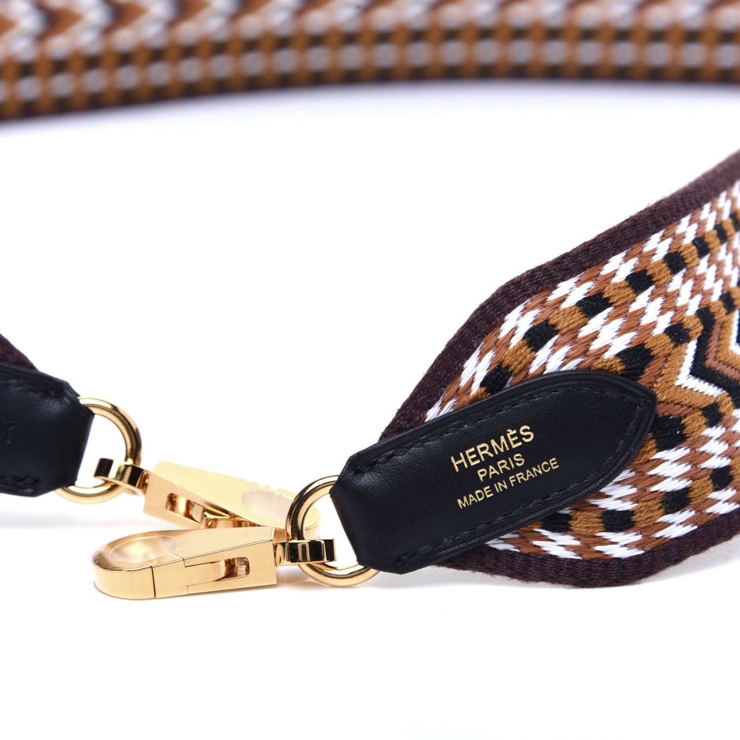 Hermes Toile Swift Sangle Allegro 50mm Shoulder Strap Sesame White Black 5 of 7