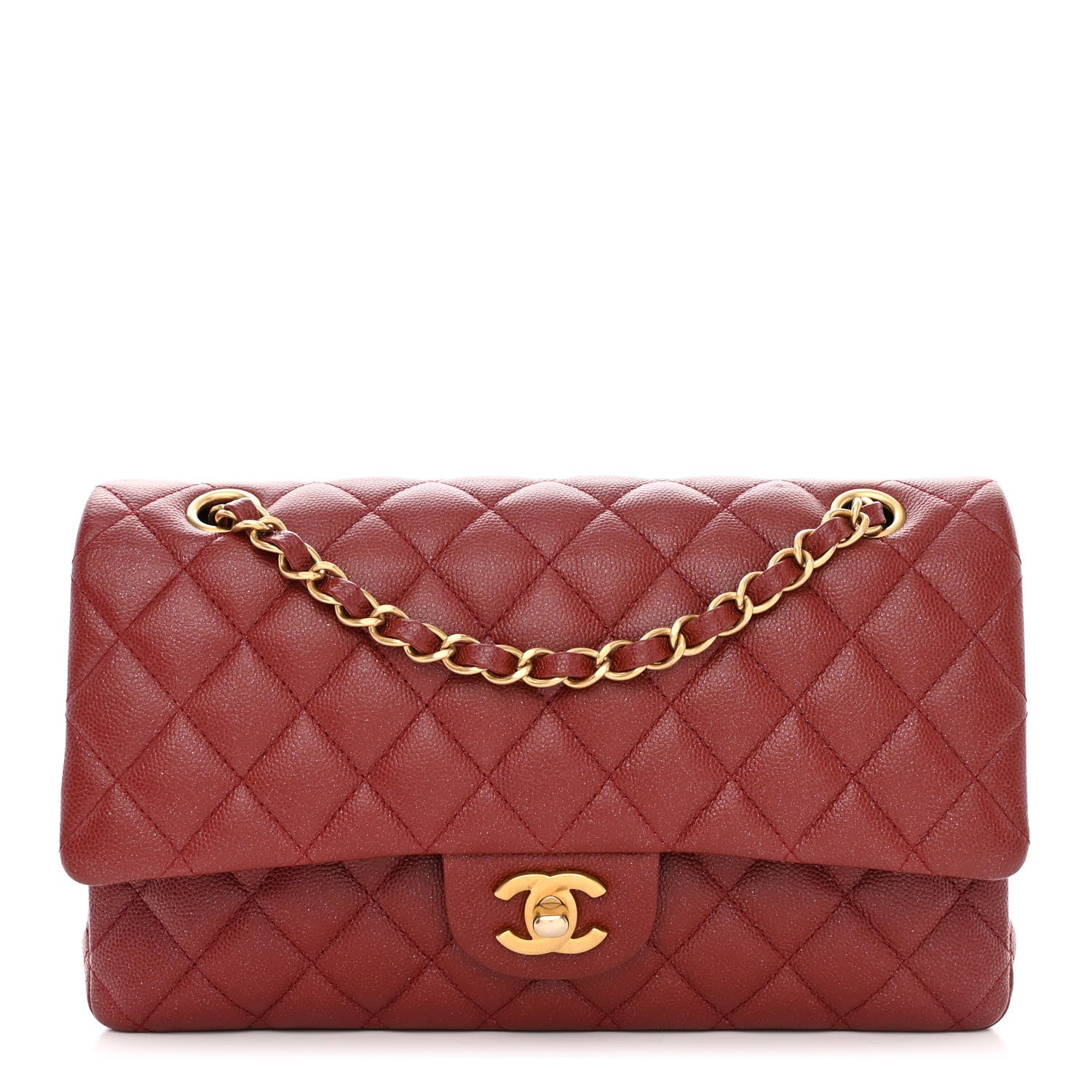 Chanel Iridescent Caviar Quilted Medium Double Flap Red 1 of 11