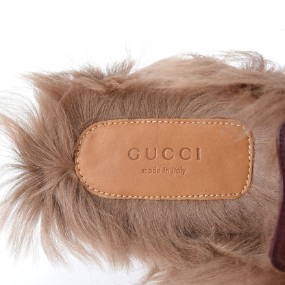 Gucci Malaga Kid Fur Womens Princetown Slippers 37 Vintage Bordeaux Naturale 6 of 9