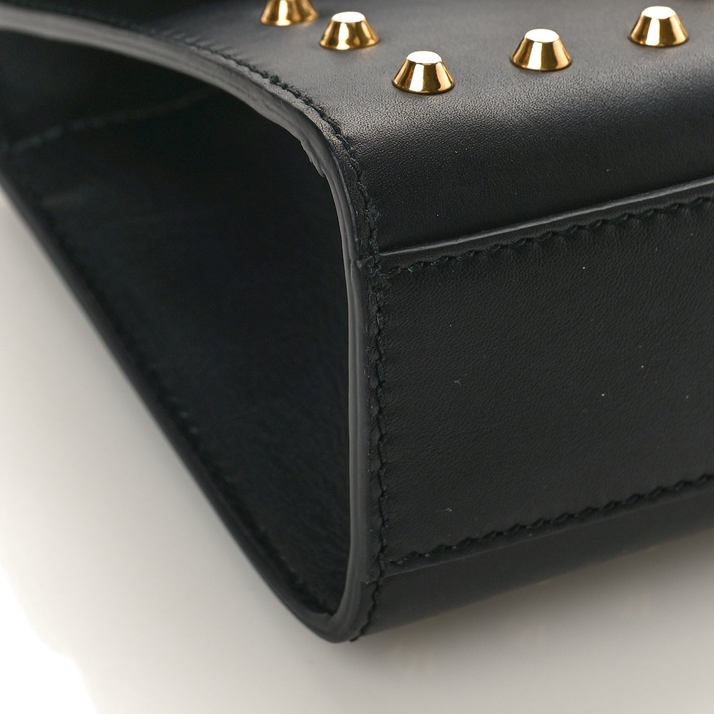Calfskin Studded Small Padlock Shoulder Bag Black