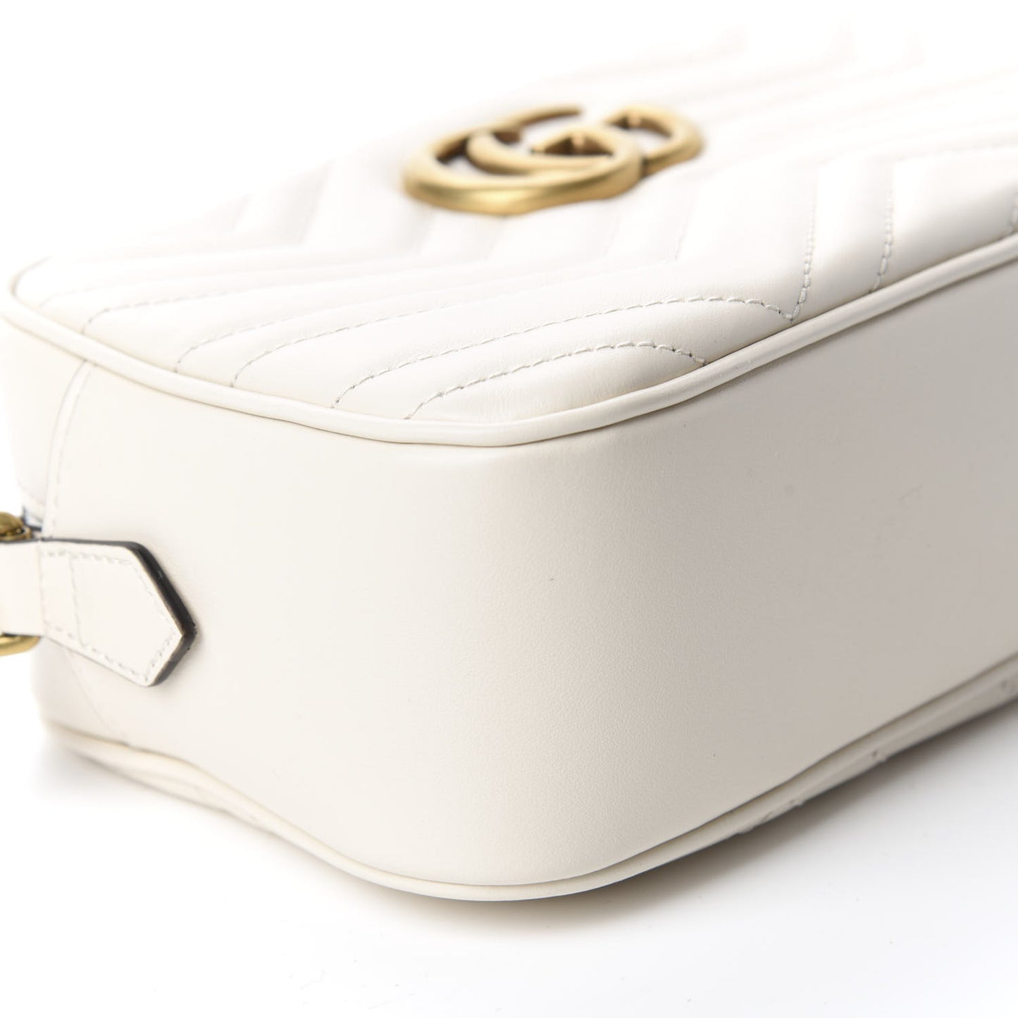 Calfskin Matelasse Small GG Marmont Chain Shoulder Bag White