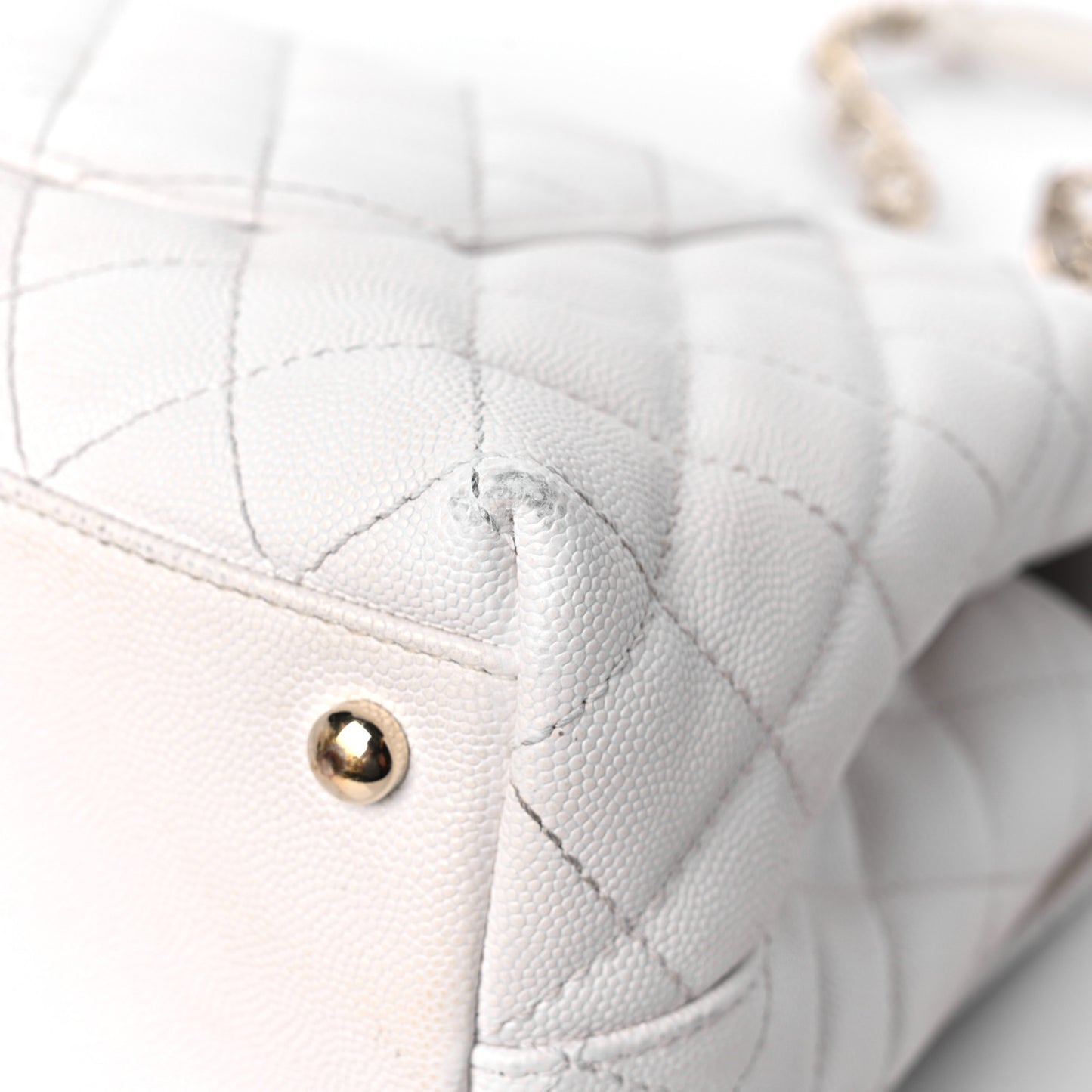 Caviar Quilted Small Coco Handle Flap White