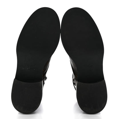 Louis Vuitton Calfskin Monogram Wonderland Flat Ranger Boots 36 Black 5 of 12