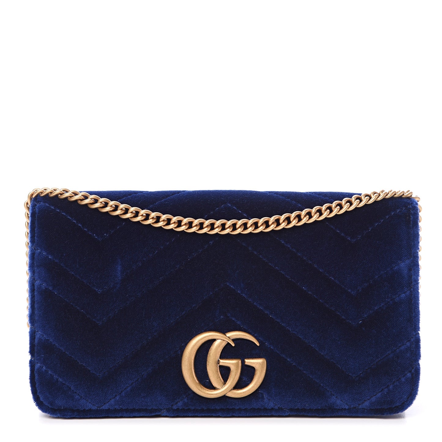 Velvet Matelasse GG Marmont Mini Bag Cobalt Blue