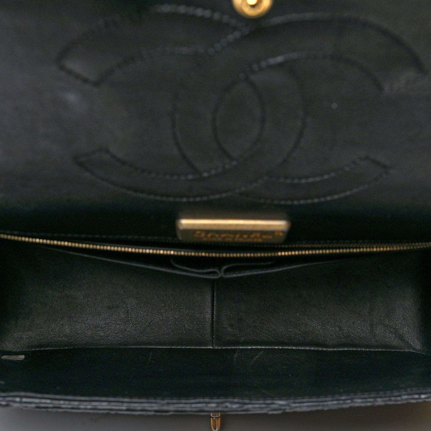 Snakeskin Jumbo Double Flap Black