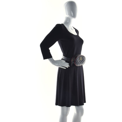 Gucci Azalea Calfskin Matelasse Diagonal Torchon GG Marmont Belt Bag 85 34 Black Romantic Cerise 2 of 10