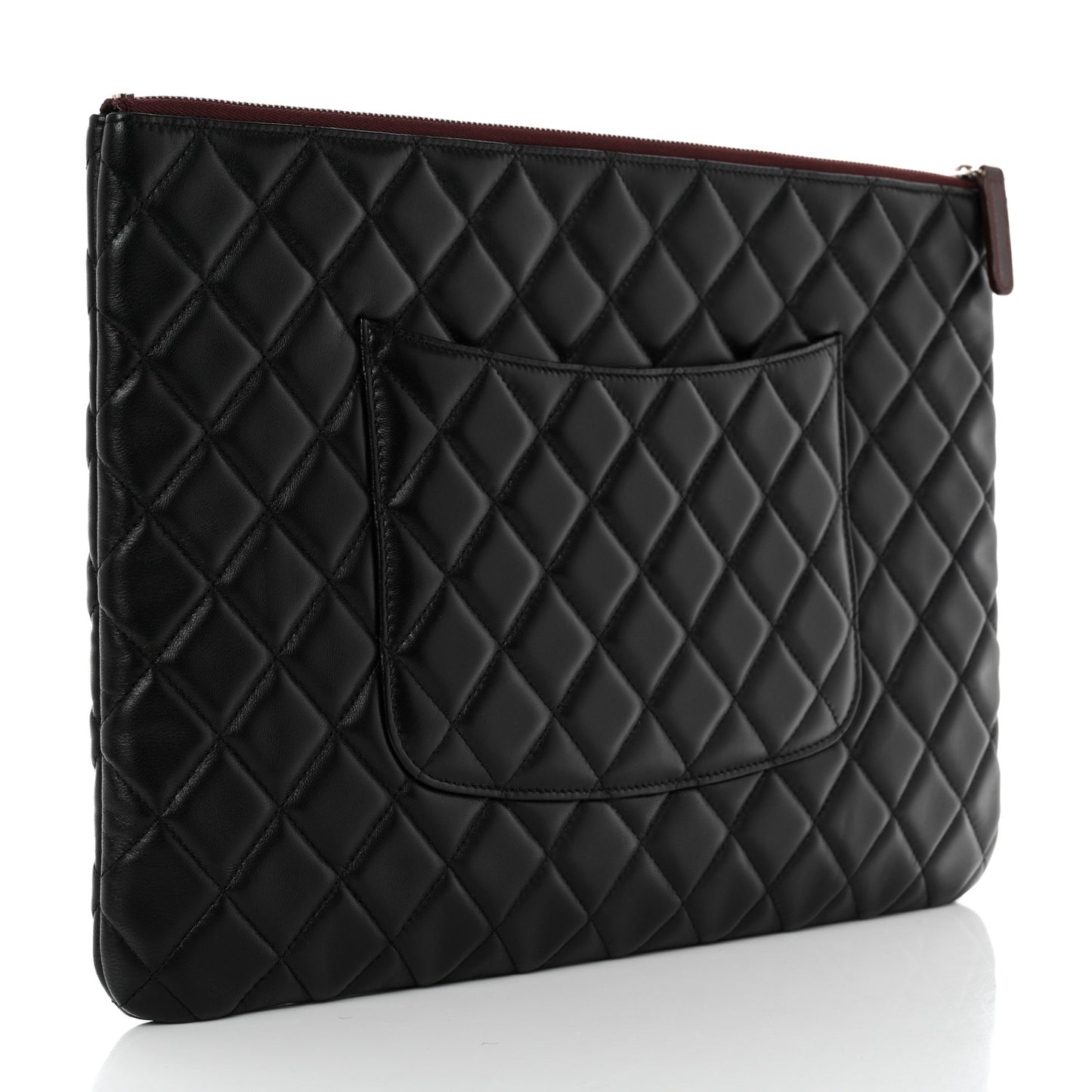 Lambskin Quilted Large Cosmetic Case Black