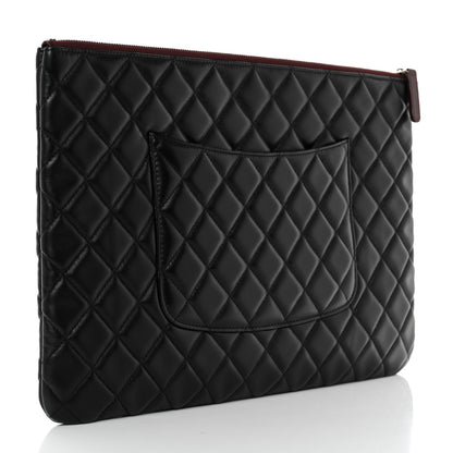 Chanel Lambskin Quilted Large Cosmetic Case Black 3 of 13