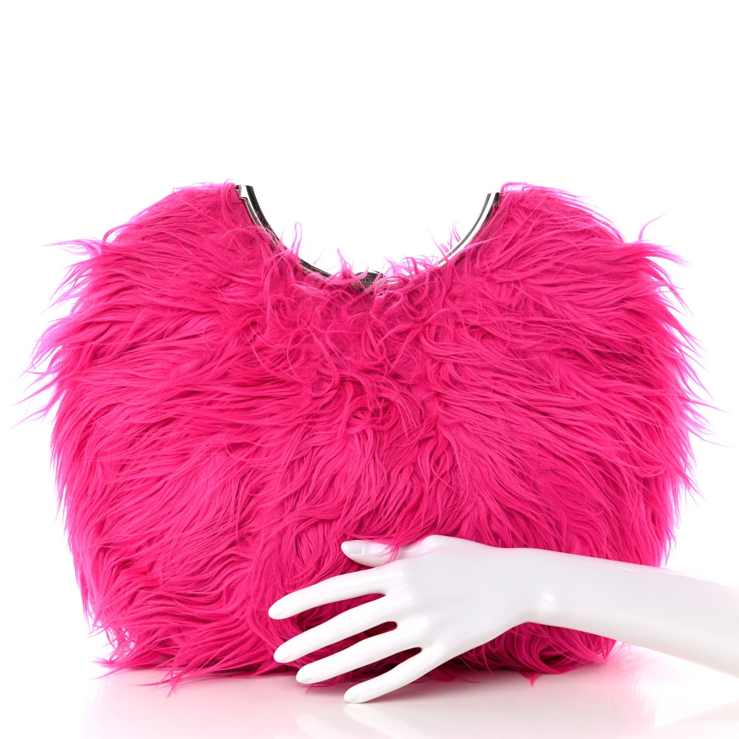 Balenciaga Faux Fur Curve Clutch Acid Fuchsia 2 of 8