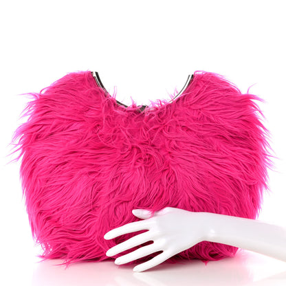 Balenciaga Faux Fur Curve Clutch Acid Fuchsia 2 of 8