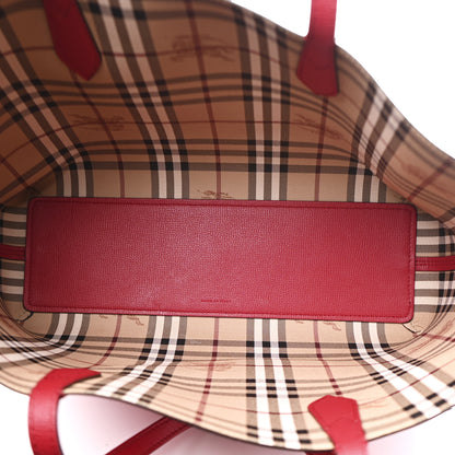 Burberry Haymarket Check Medium Reversible Tote Poppy Red 18 of 36