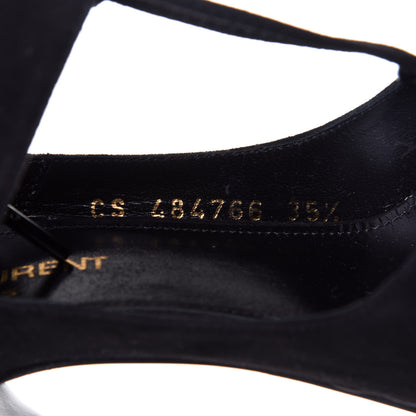 Saint Laurent Suede Lou Tribute 105 Lace Platform Sandals 35.5 Black 10 of 11