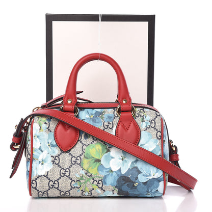 Gucci GG Supreme Monogram Blooms Mini Boston Navy Blue Hibiscus 11 of 11
