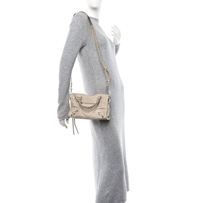 Balenciaga Agneau Classic Silver Hardware Mini City Logo Strap Light Beige Black 2 of 10