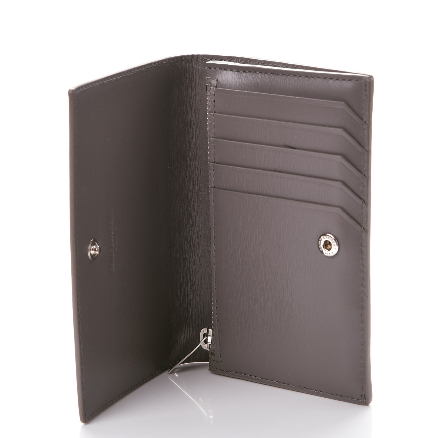 Calfskin Fragments Flap Wallet Fog