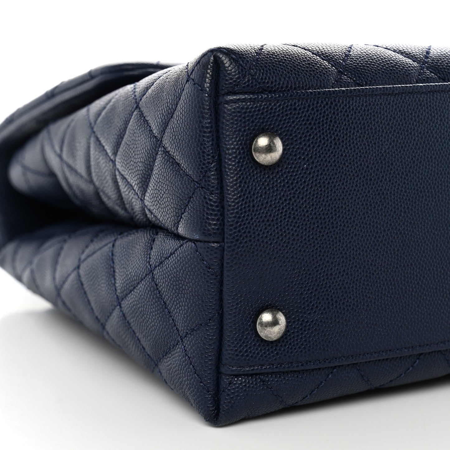 Caviar Lizard Quilted Medium Coco Handle Flap Navy