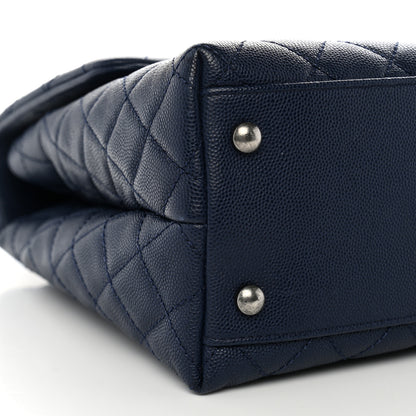 Chanel Caviar Lizard Quilted Medium Coco Handle Flap Navy 8 of 9