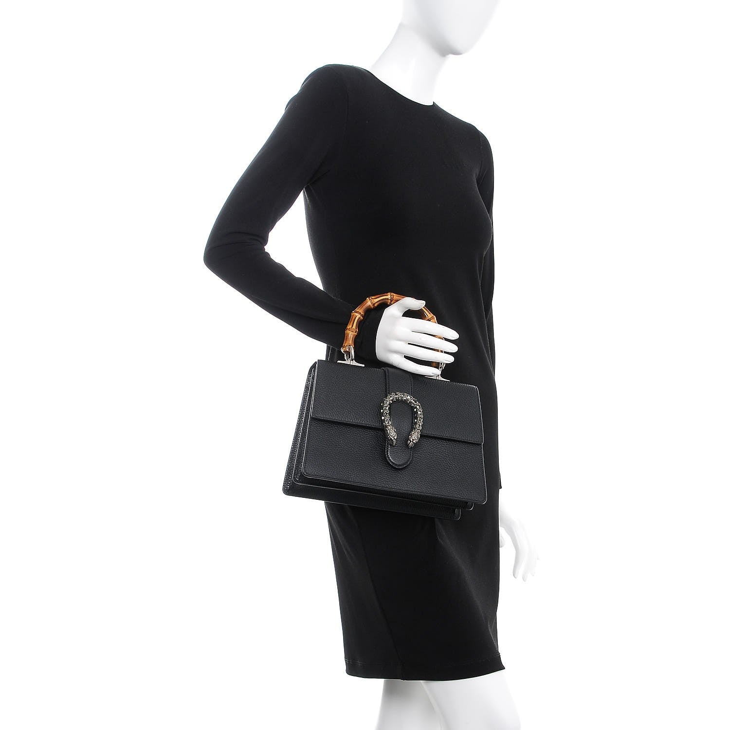 Gucci Dollar Calfskin Crystal Web Medium Dionysus Bamboo Top Handle Bag Black Black Diamond 3 of 10