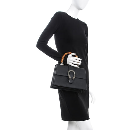 Gucci Dollar Calfskin Crystal Web Medium Dionysus Bamboo Top Handle Bag Black Black Diamond 3 of 10