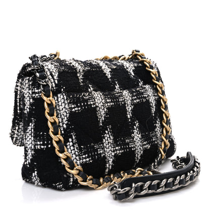 Chanel Tweed Quilted Medium Chanel 19 Flap Black White 3 of 10
