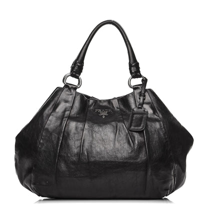 Prada Soft Calf Pleated Shoulder Bag Nero Black 1 of 12
