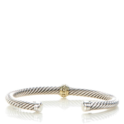 David Yurman Sterling Silver 14K Yellow Gold 5mm Cable Classics Single Station Bracelet 3 of 5