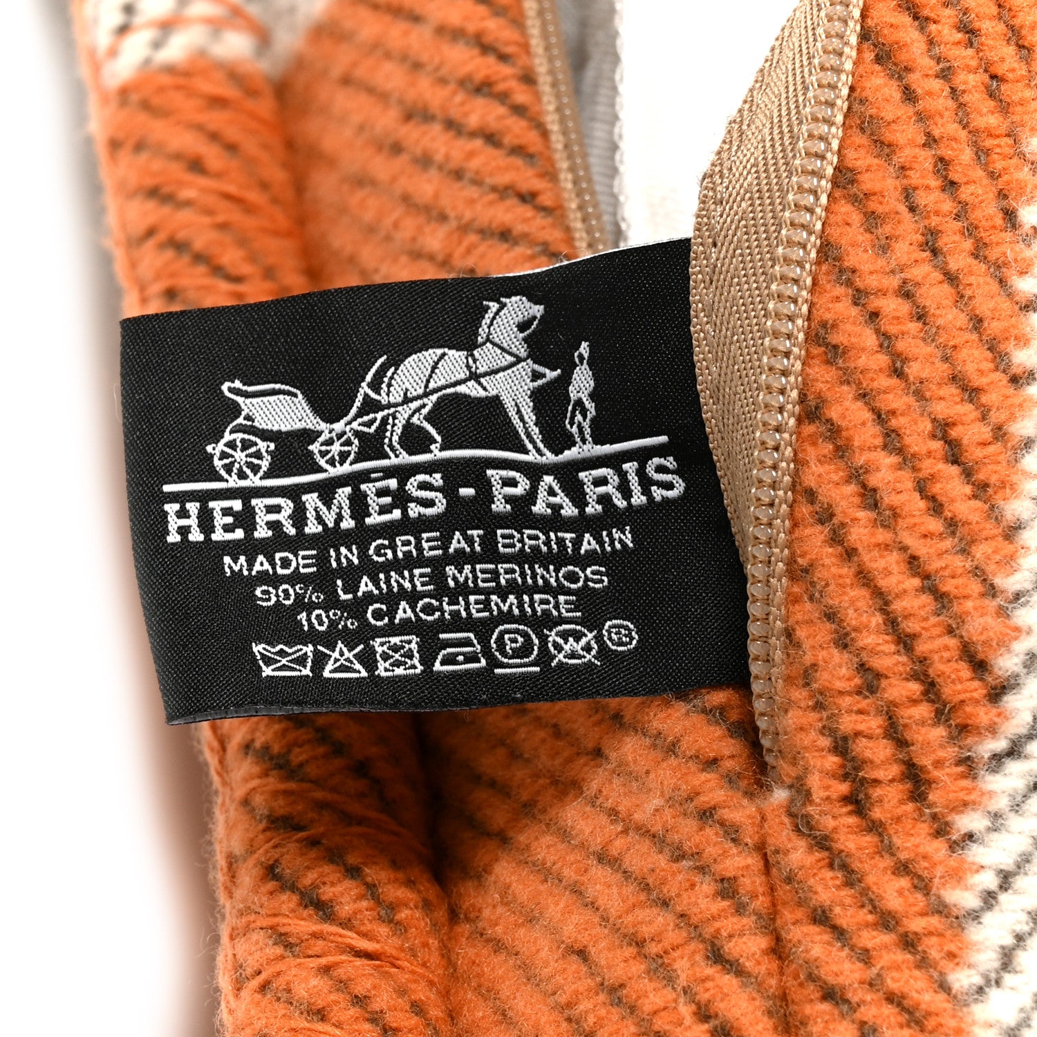 Hermes Wool Cashmere Avalon Pillow PM Ecru Potiron 3 of 3