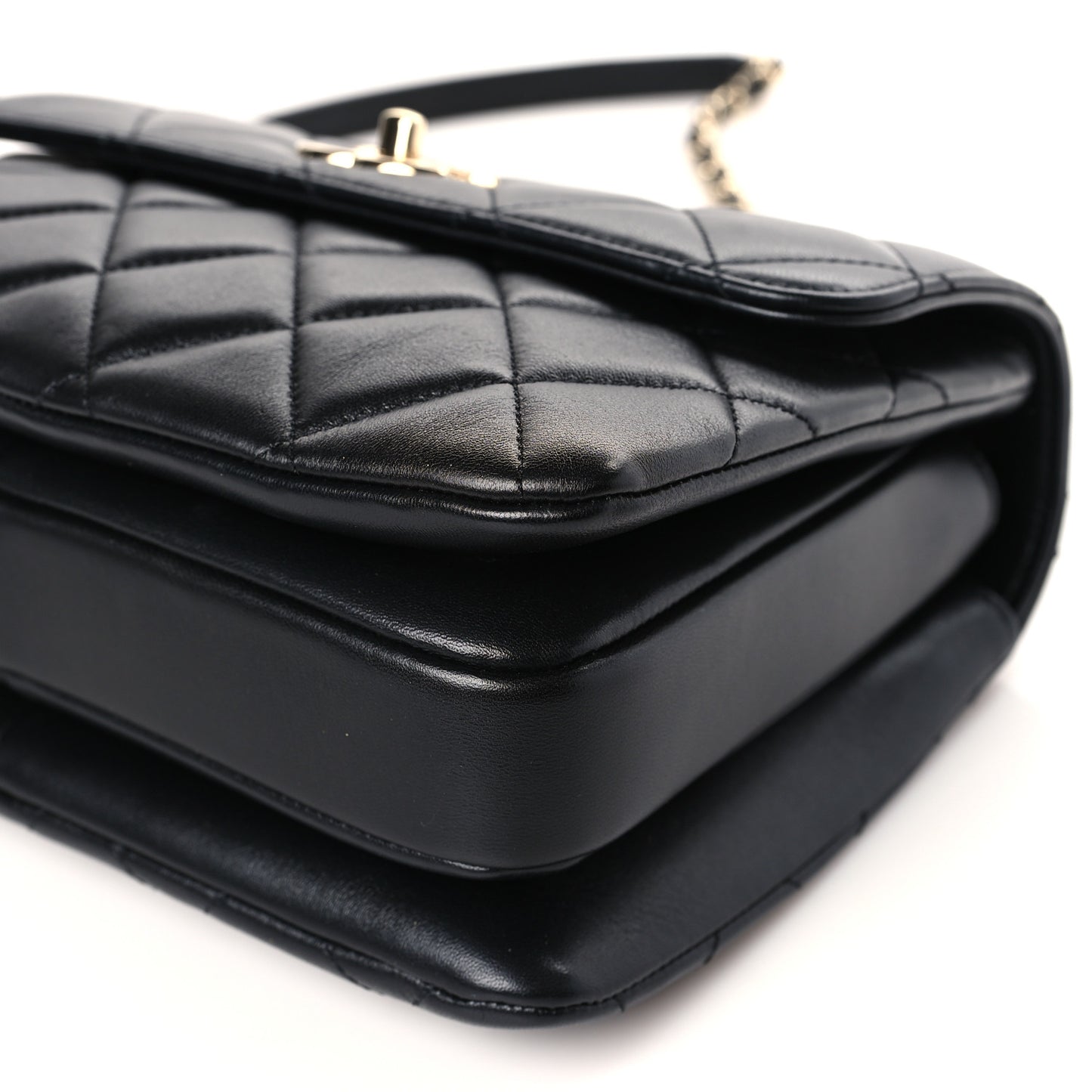 Lambskin Quilted Small Trendy CC Dual Handle Flap Bag Black