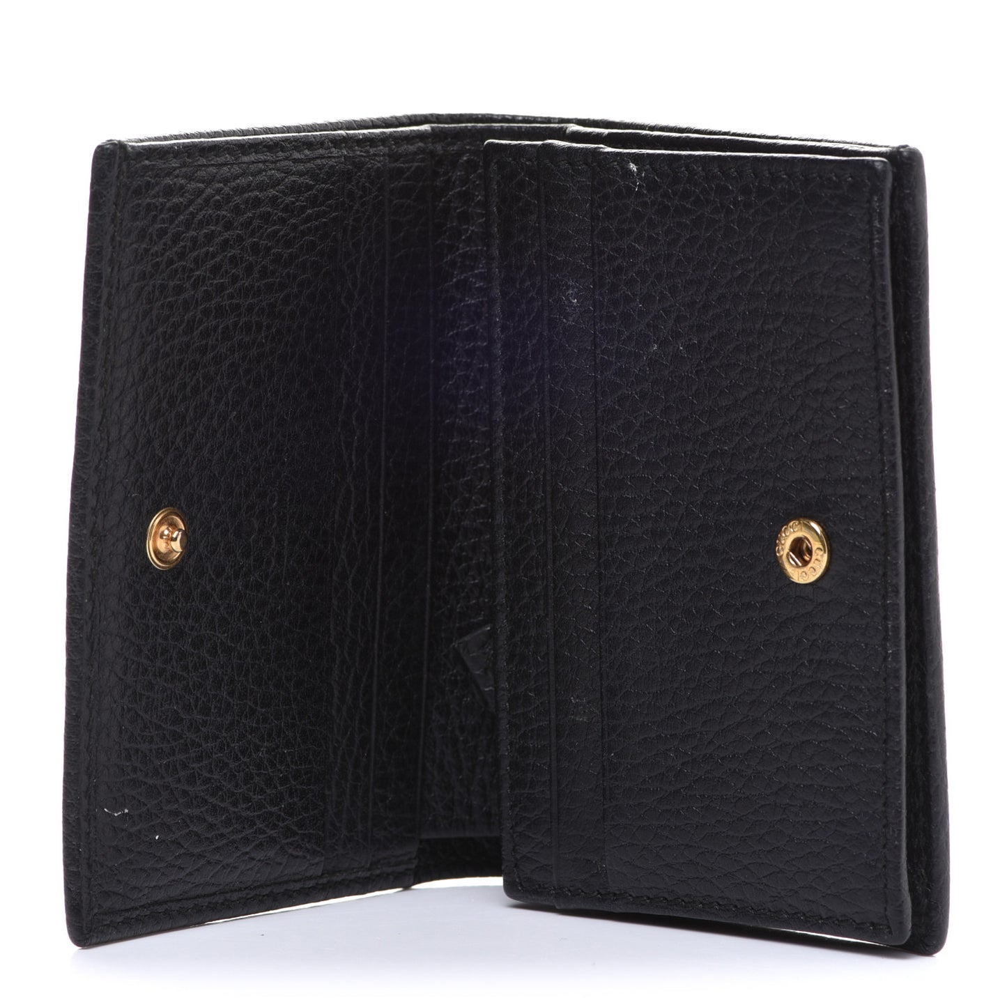 Pebbled Calfskin GG Marmont Card Case Black