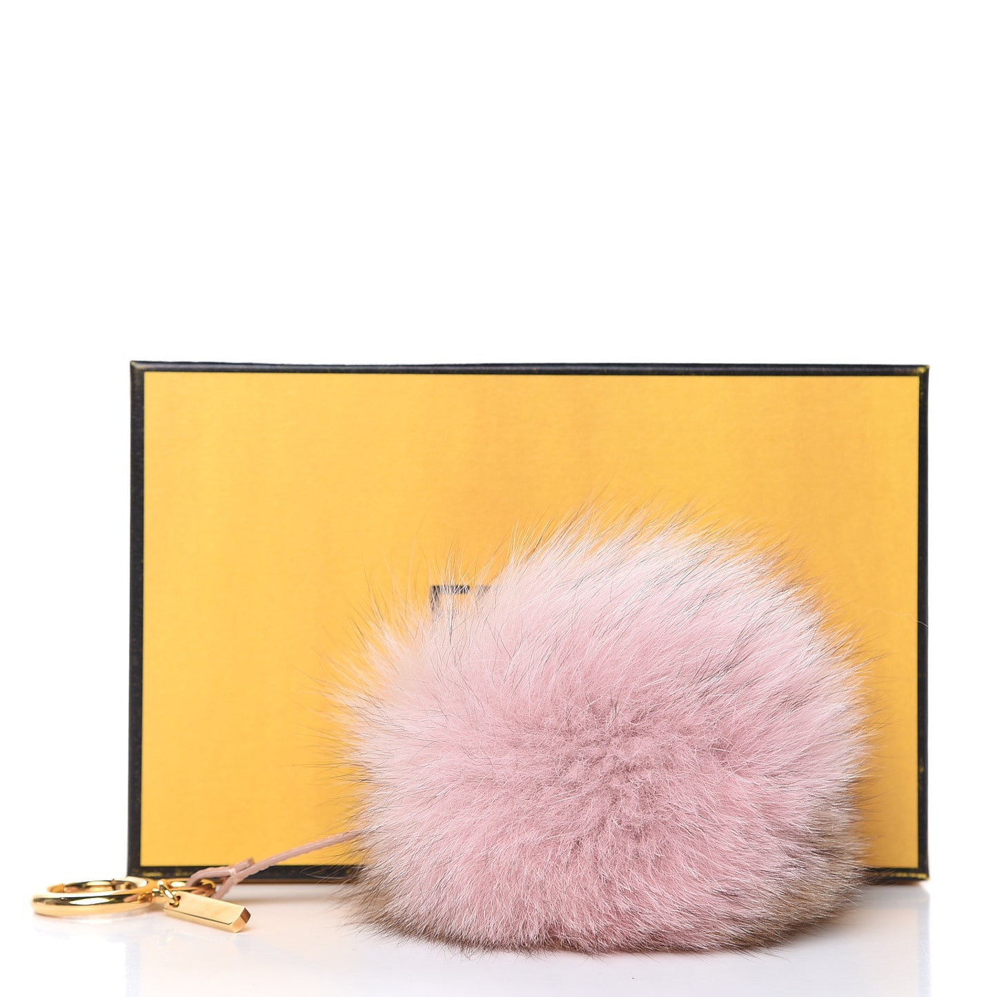 Fox Fur Vitello Elite Bi-Color Pom Pom Bag Charm Rosa Cammello Cipria