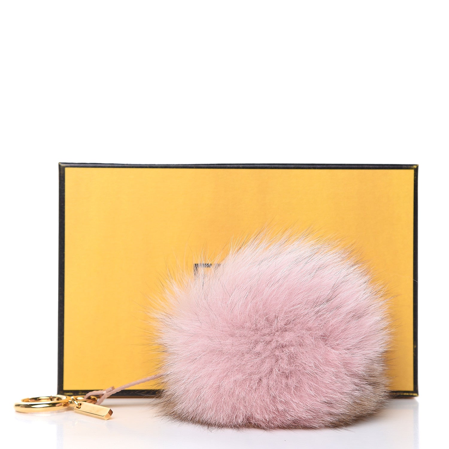 Fendi Fox Fur Vitello Elite Bi-Color Pom Pom Bag Charm Rosa Cammello Cipria 3 of 3