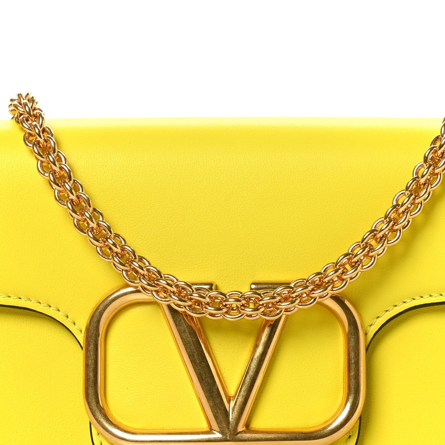 Valentino Garavani Calfskin Vlogo Loco Shoulder Bag Bright Lemon 7 of 9