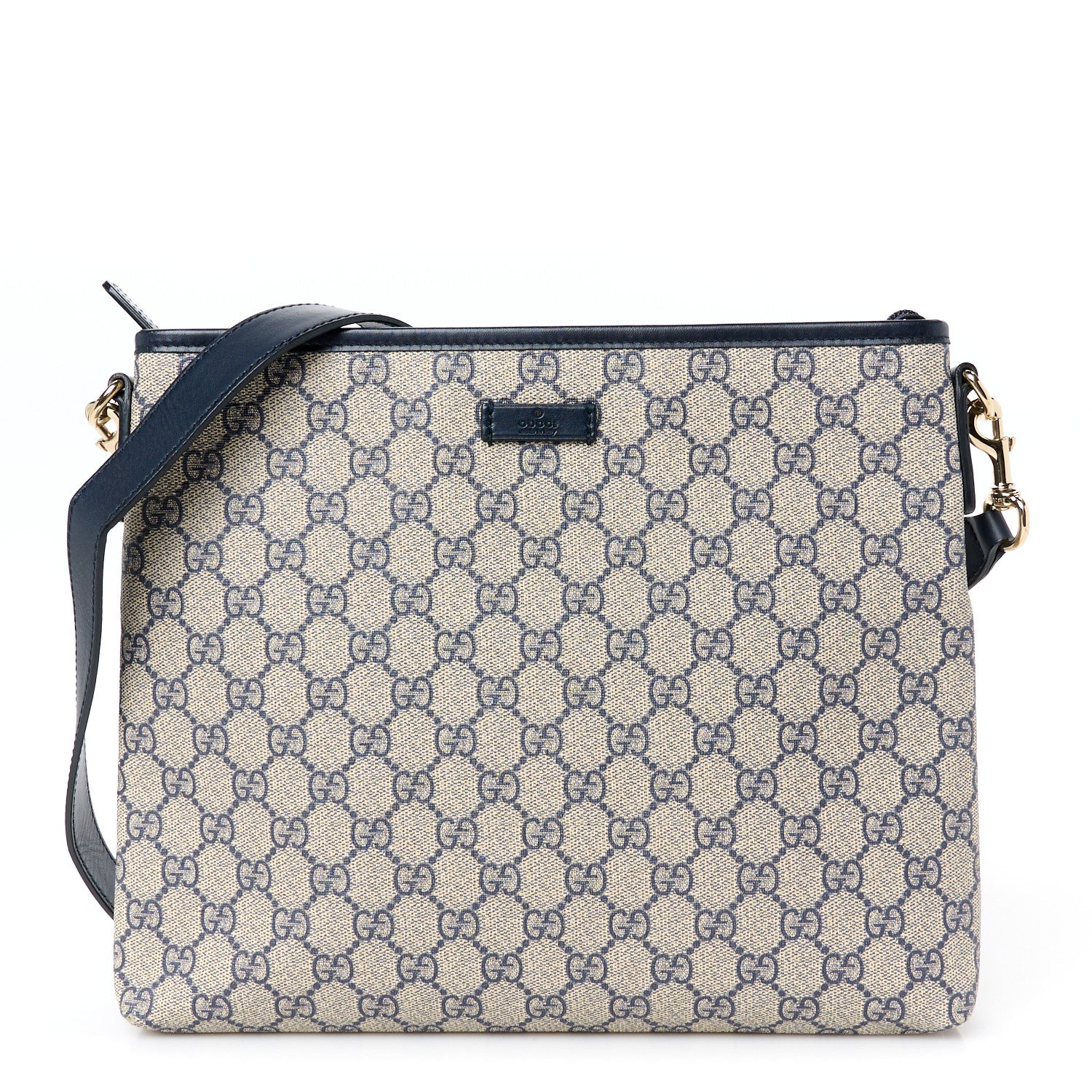 Gucci GG Plus Monogram Medium Flat Messenger Bag Navy 1 of 12