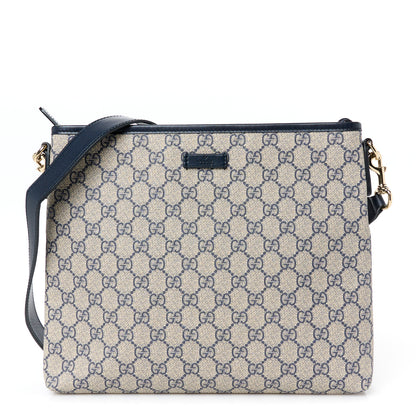 Gucci GG Plus Monogram Medium Flat Messenger Bag Navy 1 of 12