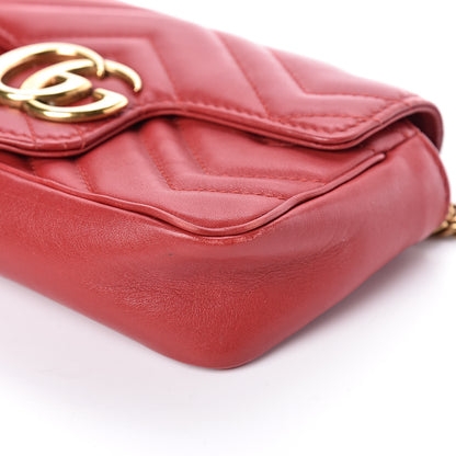 Gucci Calfskin Matelasse Super Mini GG Marmont Shoulder Bag Hibiscus Red 9 of 10