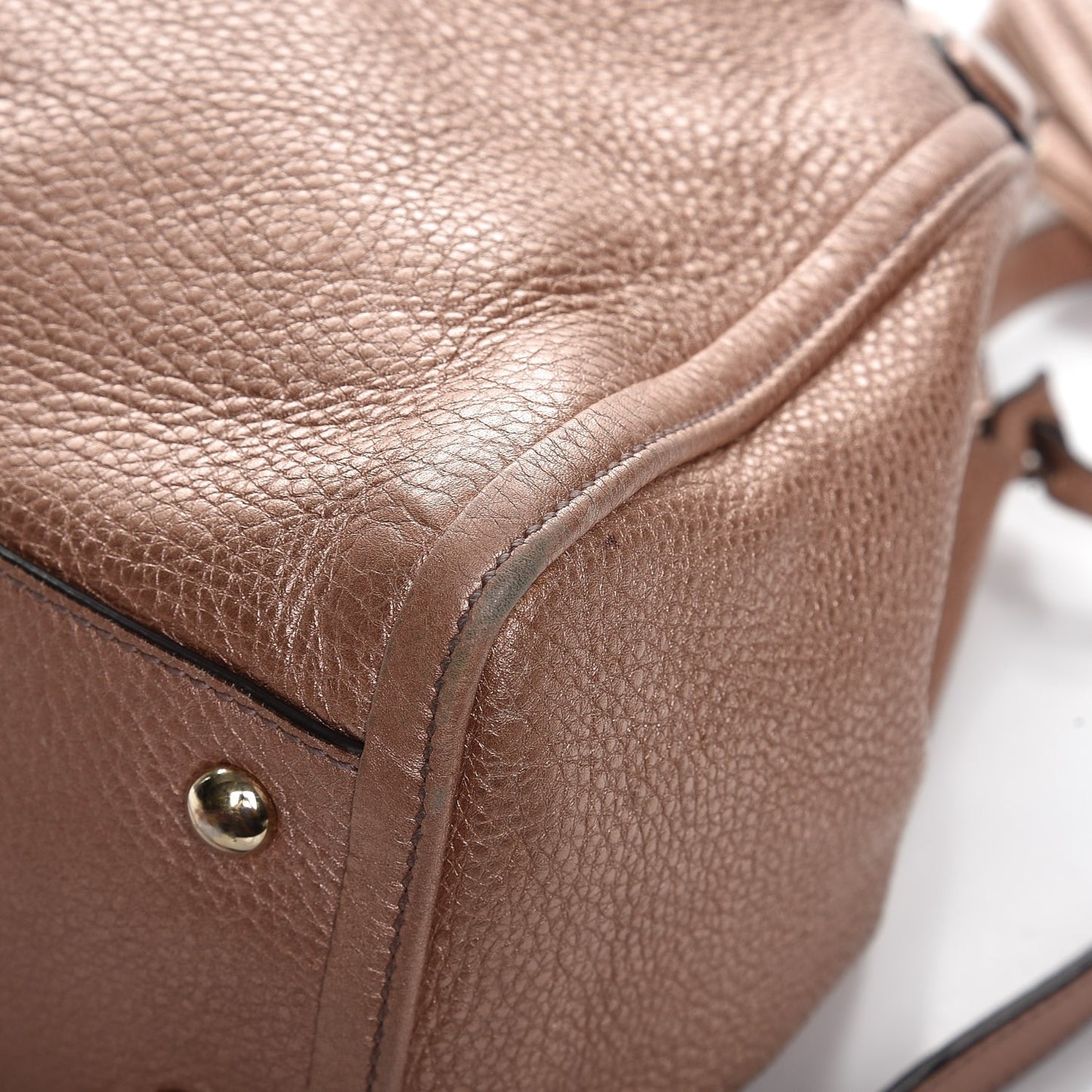Metallic Pebbled Calfskin Small Soho Shoulder Bag Pink