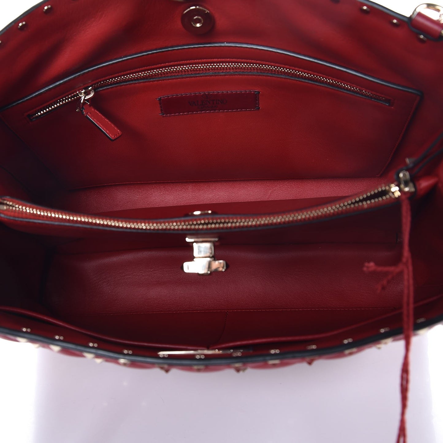 Nappa Rockstud Spike Shoulder Tote Rosso Valentino