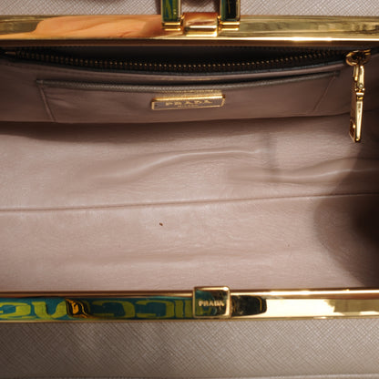 Prada Saffiano Lux Top Handle Bag Visone 5 of 9
