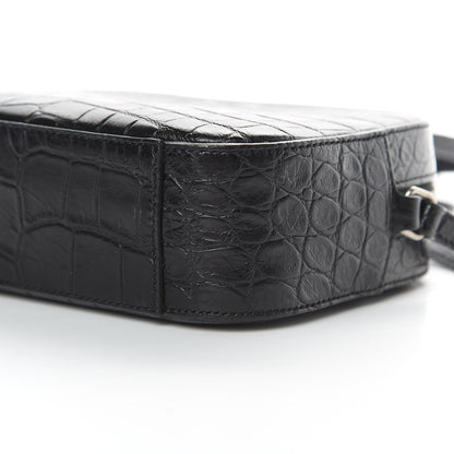 Saint Laurent Calfskin Crocodile Embossed Small Classic Monogram Camera Bag Black 10 of 12