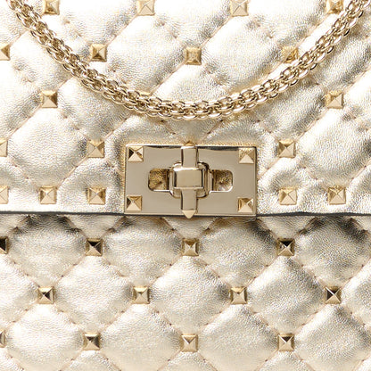 Valentino Garavani Metallic Wrinkled Lambskin Medium Rockstud Spike Shoulder Bag Mekong 9 of 12