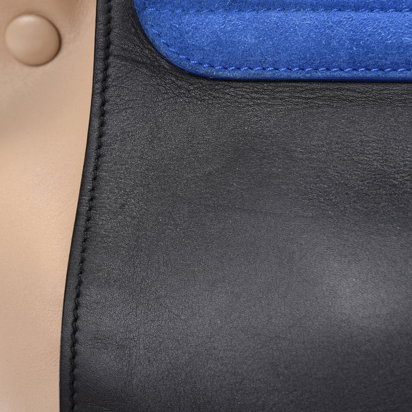 Smooth Calfskin Suede Medium Tri-Color Trapeze Royal Blue