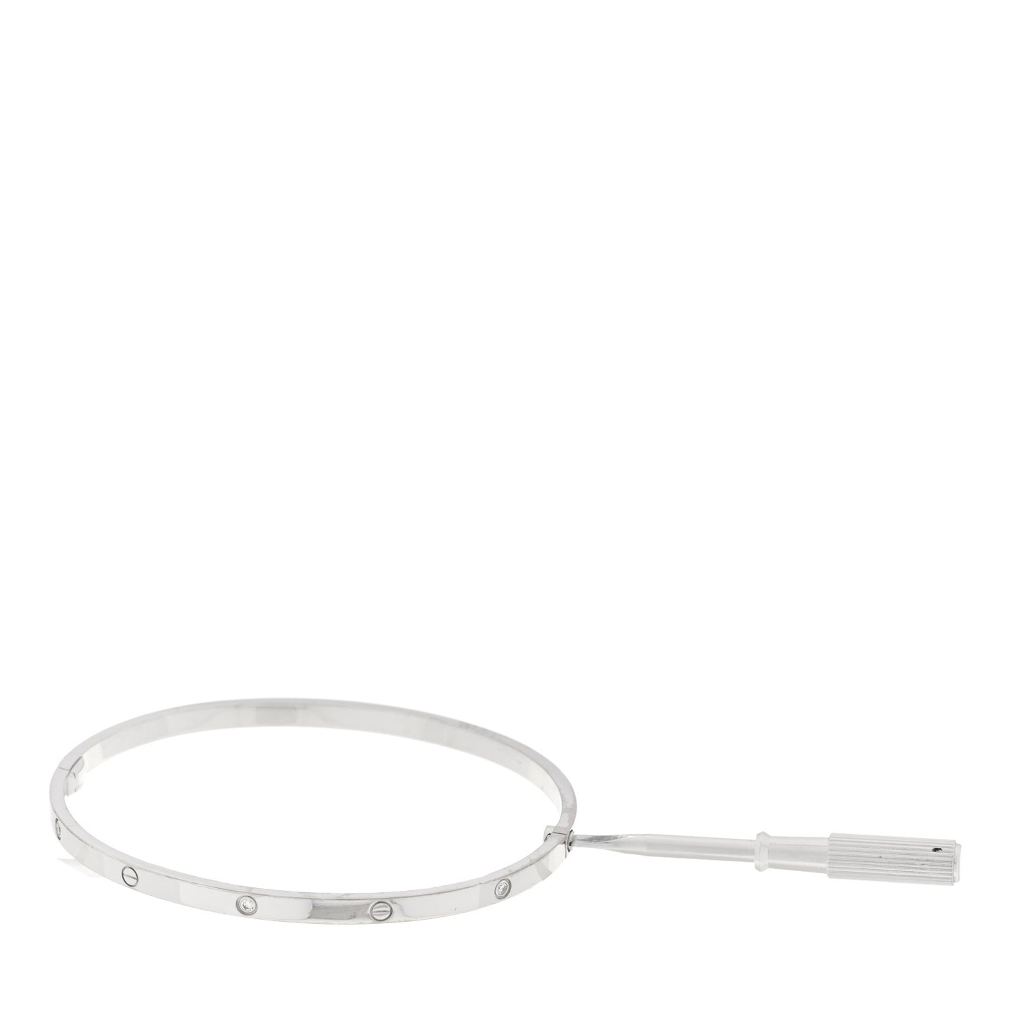 18K White Gold 6 Diamond Small LOVE Bracelet 20